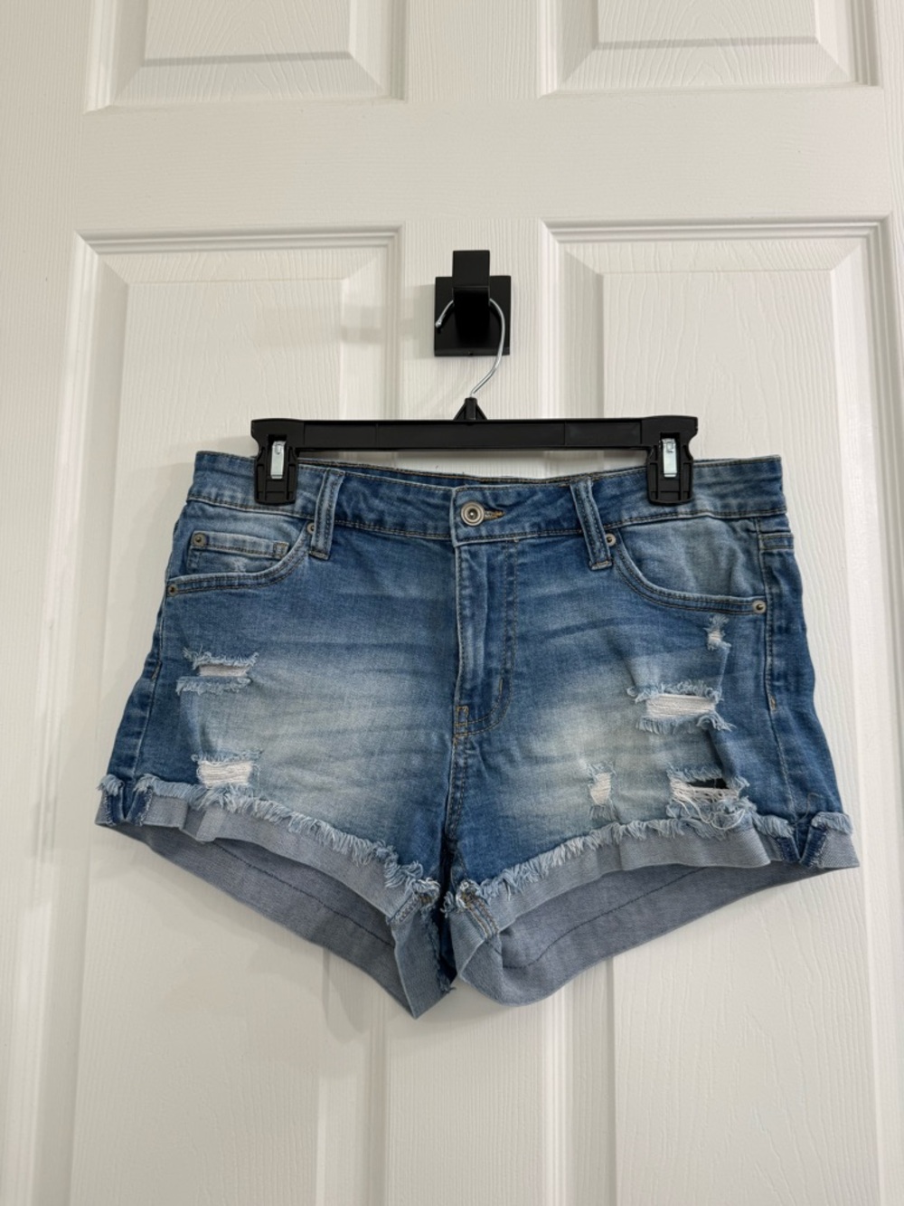 CELEBRITY PINK “The Honey” Blue Distressed Denim Shorts